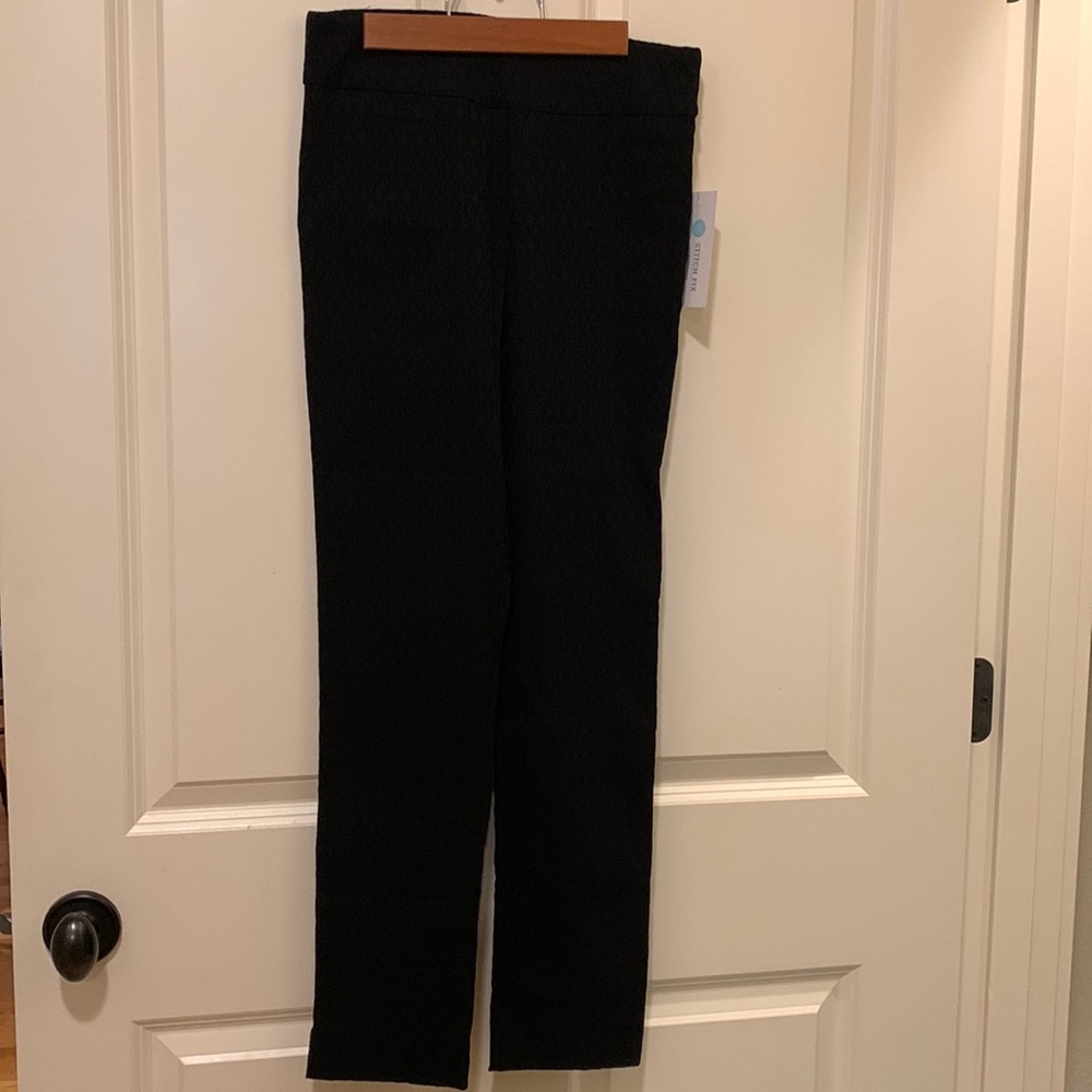 Erica Taylor for Stitch Fix Karen Printed Straight Leg Pant, black, small, NWT